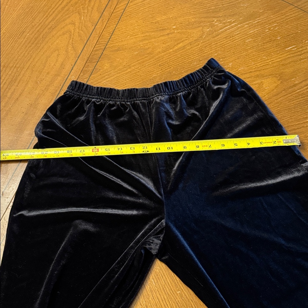 Vintage 90s Velvet 2-Piece Set Pull on Pants Sleeveless Top Black M Yi Lin EUC - Picture 9 of 14